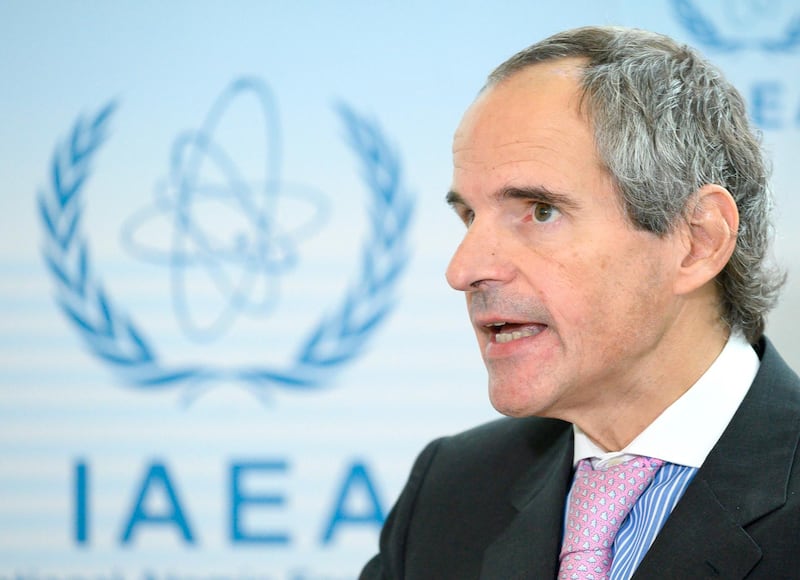 (FILES) In this file photo taken on October 02, 2019 one of the four candidates for the General director of the International Atomic Energy Agency (IAEA), Argentina's Mariano Grossi, speaks to the press after his hearing for the position of the new General Secretary of the IAEA in Vienna, Austria.  Two Argentine and Romanian diplomats remain in the running to head the International Atomic Energy Agency (IAEA), which on October 21, 2019 launched the election procedure for its new Director General, in charge in particular of monitoring Iran's nuclear activities. / AFP / JOE KLAMAR

