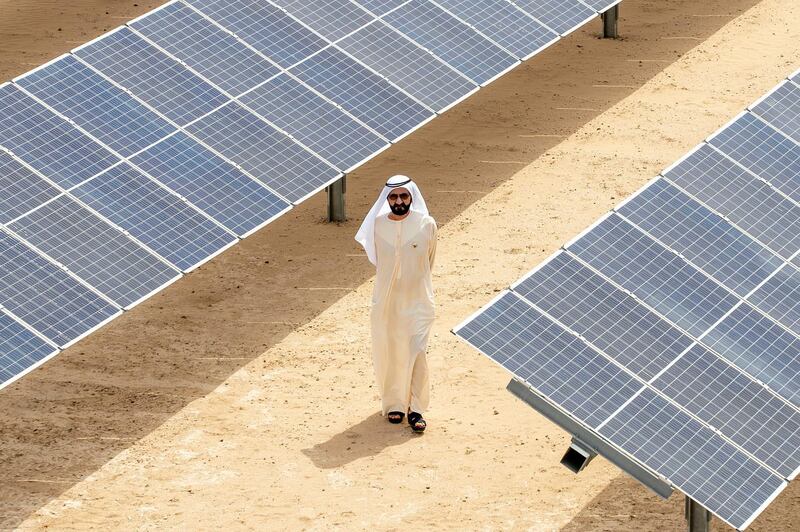CROPPED. Sheikh Mohammed bin Rashid Al Maktoum, Vice President, Prime Minister and Ruler of Dubai, has inaugurated Dubai Electricity and Water Authority’s, DEWA’s, Innovation Centre and the 800MW third phase of the Mohammed bin Rashid Al Maktoum Solar Park, the largest single-site solar park in the world. With a planned total capacity of 5,000MW by 2030, the Park features an investment of AED50 billion. Wam