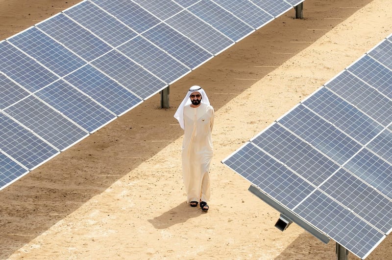 CROPPED. Sheikh Mohammed bin Rashid Al Maktoum, Vice President, Prime Minister and Ruler of Dubai, has inaugurated Dubai Electricity and Water Authority’s, DEWA’s, Innovation Centre and the 800MW third phase of the Mohammed bin Rashid Al Maktoum Solar Park, the largest single-site solar park in the world. With a planned total capacity of 5,000MW by 2030, the Park features an investment of AED50 billion. Wam