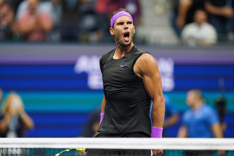 Rafael Nadal of Spain reacts to his victory against Marin Cilic of Croatia in their Round Four Men's Singles tennis match during the 2019 US Open at the USTA Billie Jean King National Tennis Center in New York.  AFP