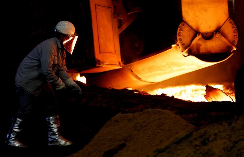 epa06214827 (FILE) - A steel worker works at blast furnace 8 of German corporation ThyssenKrupp in Duisburg, Germany, 07 April 2017. (reissued 20 September 2017). Thyssenkrupp and Indian company Tata Steel announced  the merger of their steel operations in Europe on 20 September 2017.  EPA/FRIEDEMANN VOGEL