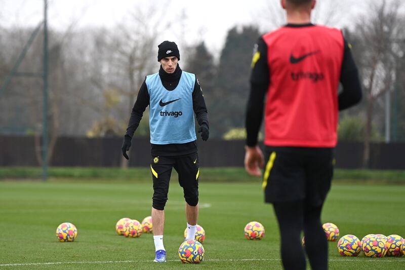 Kai Havertz in action at training.