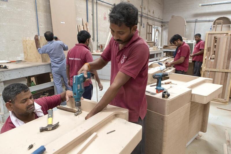 The assembling department of Bond Interiors in Sharjah. Antonie Robertson / The National