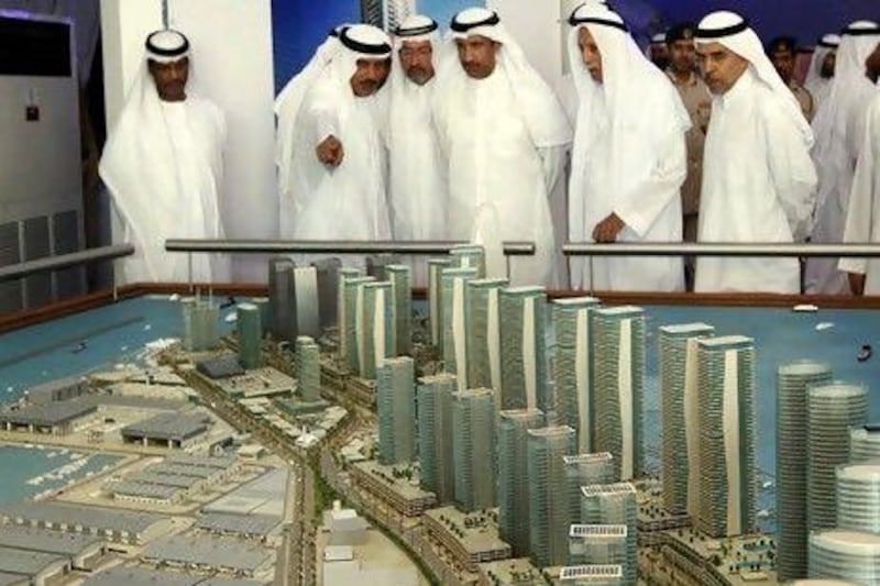 A model of the business district part of Dubai Maritime City. Satish Kumar / The National
