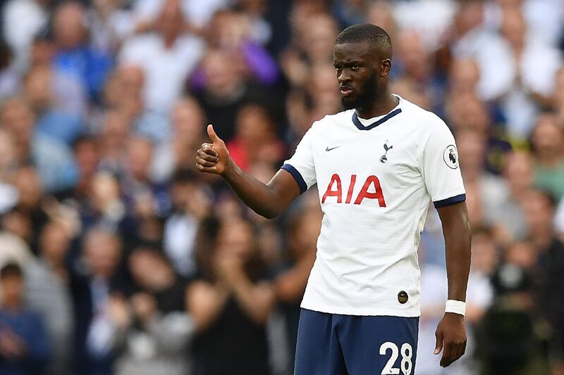 Tottenham Hotspur's French midfielder Tanguy Ndombele celebrates scoring the team's first goal during the English Premier League football match between Tottenham Hotspur and Aston Villa at Tottenham Hotspur Stadium in London, on August 10, 2019.  - RESTRICTED TO EDITORIAL USE. No use with unauthorized audio, video, data, fixture lists, club/league logos or 'live' services. Online in-match use limited to 120 images. An additional 40 images may be used in extra time. No video emulation. Social media in-match use limited to 120 images. An additional 40 images may be used in extra time. No use in betting publications, games or single club/league/player publications.
 / AFP / Daniel LEAL-OLIVAS / RESTRICTED TO EDITORIAL USE. No use with unauthorized audio, video, data, fixture lists, club/league logos or 'live' services. Online in-match use limited to 120 images. An additional 40 images may be used in extra time. No video emulation. Social media in-match use limited to 120 images. An additional 40 images may be used in extra time. No use in betting publications, games or single club/league/player publications.
