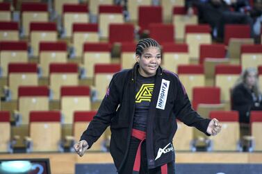 Gabrieli Pessanha wins first place at the Abu Dhabi Grand Slam championship at the Mubadala Arena. Khushnum Bhandari for The National