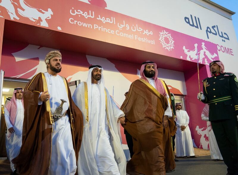 *** GENERAL CAPTION ***
TAIF, SAUDI ARABIA - September 22, 2018: HH Sheikh Mohamed bin Zayed Al Nahyan, Crown Prince of Abu Dhabi and Deputy Supreme Commander of the UAE Armed Forces (), attends the concluding ceremony of the Saudi Crown Prince Camel Festival.

( Mohamed Al Hammadi / Crown Prince Court - Abu Dhabi )