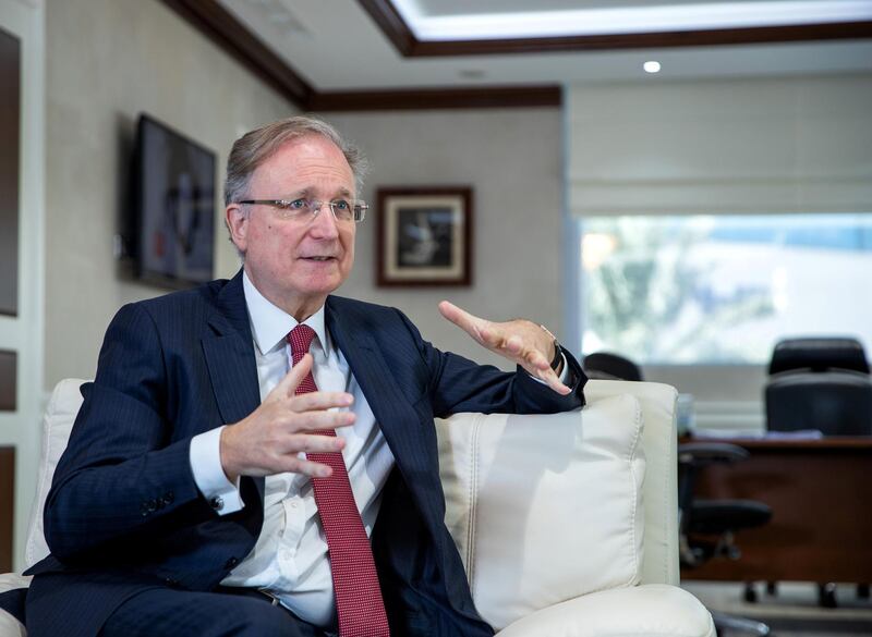 Dubai, U.A.E., June 11,2018.
Interview of National Bank of Fujairah chief executive Vince Cook at Al Fujairah Building, Khalid Bin Al Waleed Street.
Victor Besa / The National
Reporter:  Sarmad Khan 
Section:  Business