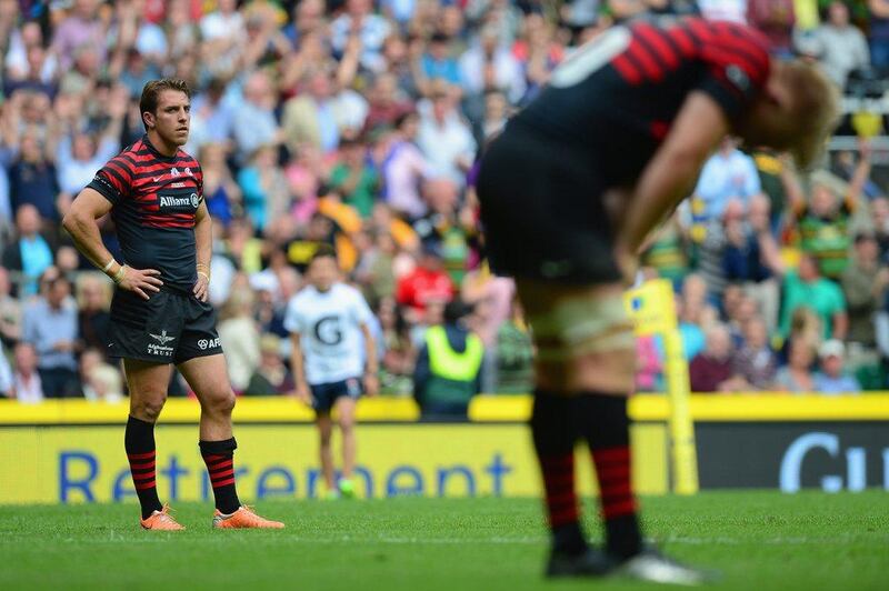 Chris Wyles of Saracens looks on during his side's defeat in the Aviva Premiership final on Saturday to Northampton Saints. Jamie McDonald / Getty Images / May 31, 2014