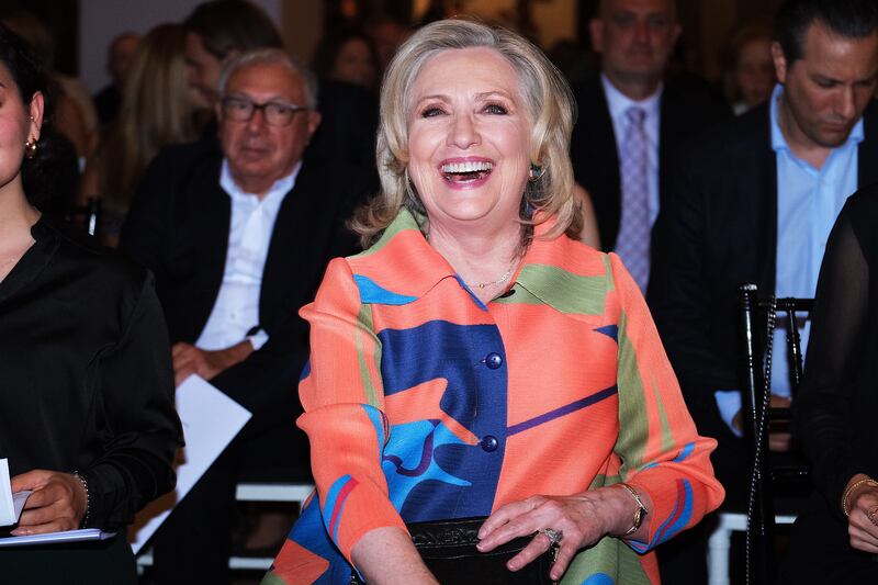 Former US secretary of State Hillary Rodham Clinton, seen here at the 13th DVF Awards 2022 during the 79th Venice International Film Festival in Venice, Italy, is banned. Getty Images