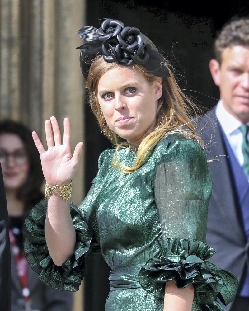 YORK, ENGLAND - AUGUST 31: Princess Beatrice of York seen at the wedding of Ellie Goulding and Caspar Jopling at York Minster Cathedral on August 31, 2019 in York, England. (Photo by John Rainford/GC Images)