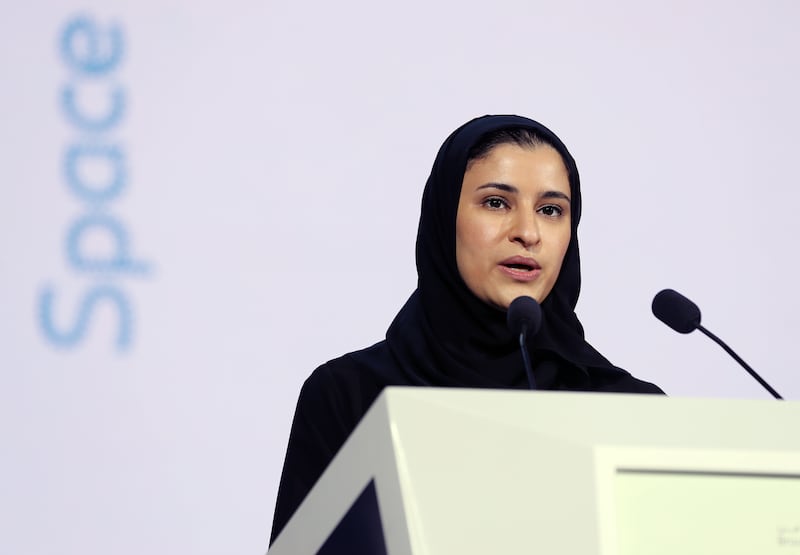Sarah Al Amiri, Minister of State for Public Education and Future Technology, and chairwoman of the UAE Space Agency, spoke of the value of international collaboration. Chris Whiteoak / The National