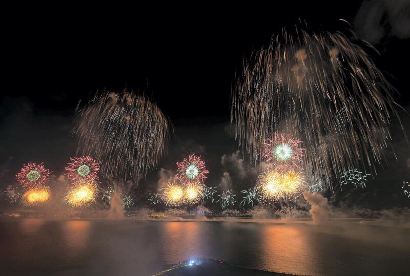 Ras Al Khaimah, United Arab Emirates - Reporter: N/A: Ras Al Khaimah puts on a record-breaking fireworks display on New Year's Eve. Tuesday, December 31st, 2019. Al Hamra, Ras Al Khaimah. Chris Whiteoak / The National