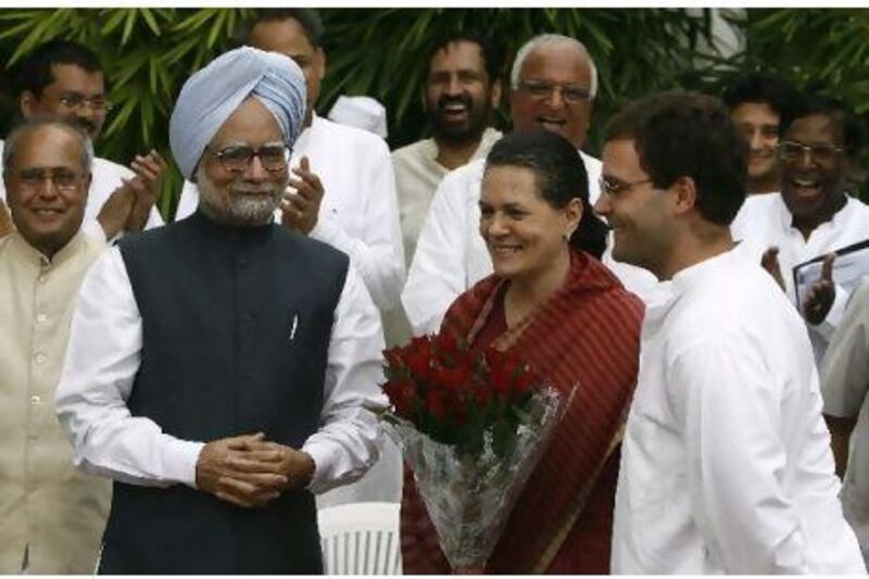 Manmohan Singh, the prime minister, third from right, faced calls for his resignation in India's parliament yesterday.