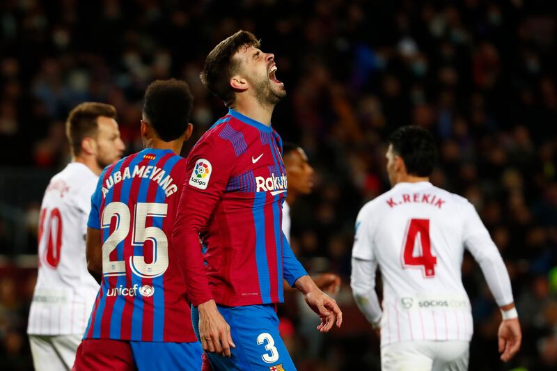 Gerard Pique – 8. Climbed over Rakitic, hurting and apologising to his former teammate on 29. Banged his head into Martial’s boot on 32. His 68th minute shot was deflected towards goal and his header 30 seconds later hit the crossbar. Booked. AP