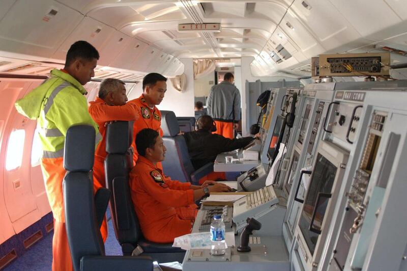 Indonesian air force personnel are looking over the Malacca Strait, a passageway between Indonesia and Malaysia, as the search for the missing Malaysia Airlines flight MH370 shifts to Malaysia’s west coast. Indonesian air force / AFP Photo March 12
