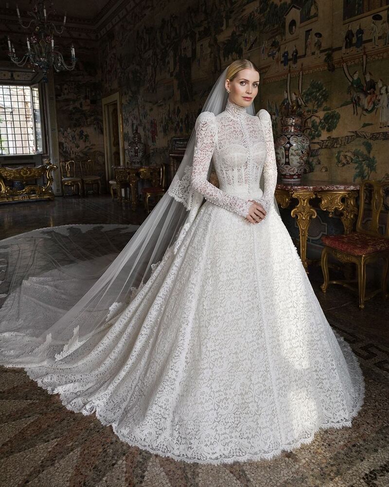 The Alta Moda gown created exclusively for Lady Kitty Spencer by Dolce & Gabbana for her wedding to Michael Lewis