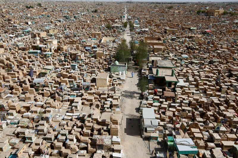 A general view of the "Valley of Peace" cemetery, during Eid Al Fitr in the holy city of Najaf, Iraq. Reuters