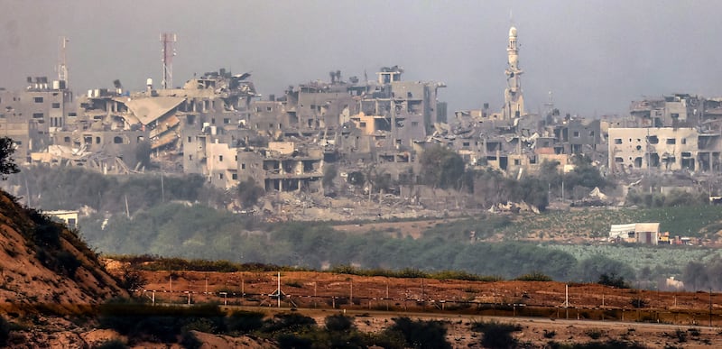 The ruins of northern Gaza seen from Sderot in southern Israel. EPA