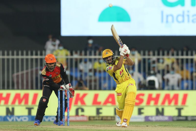 Ruturaj Gaikwad top scored with 45 off 38 balls for Chennai Super Kings in their win over Sunrisers Hyderabad in Sharjah. Sportzpics for IPL
