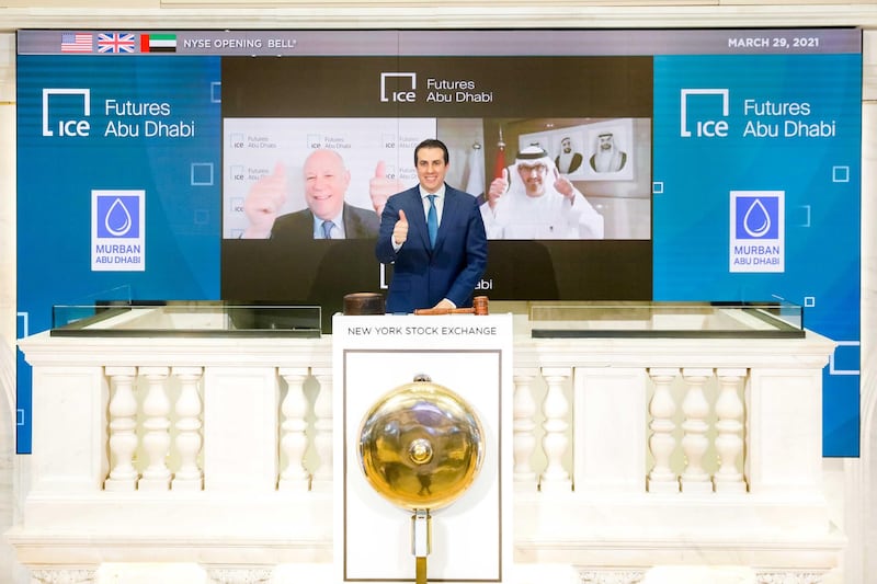 Monday, March 29th, 2021
 
The New York Stock Exchange celebrates the launch of ICE Futures Abu Dhabi 

The New York Stock Exchange celebrates, today, Monday, March 29, 2021, the launch of ICE Futures Abu Dhabi (“IFAD”) markets, ICE’s new exchange in Abu Dhabi. To honor the occasion, Jeffrey Sprecher, Chairman and Chief Executive Officer, Intercontinental Exchange, Chairman, New York Stock Exchange, and H.E. Dr. Sultan Al Jaber, Chief Executive Officer, ADNOC Group, virtually ring The Opening Bell®. 
 
(Bell Ringer –  John Tuttle, NYSE Vice Chairman and Chief Commercial Officer )

Photo Credit: NYSE