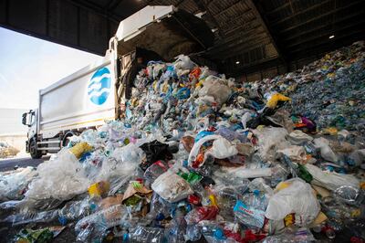 A lorry dumps rubbish at a waste treatment plant in Palma de Mallorca, Spain. AFP