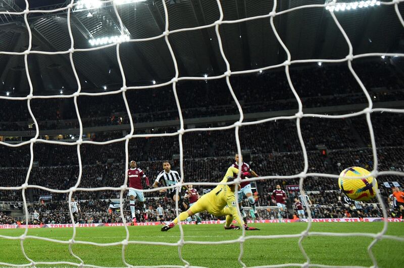 Callum Wilson scores for Newcastle. AFP