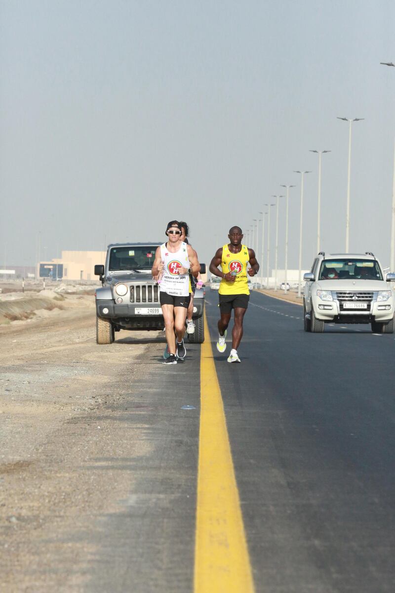 Hollie Murphy has completed seven marathons in seven days across seven emirates to raise awareness about the need to include people with special needs in sports. Hollie Murphy, an inclusion advocate and former PE teacher, hopes to break down barriers in society by including people with disabilities in all mainstream sporting events. She ran seven marathons in seven days across seven emirates. Courtesy: Heroes of Hope 
