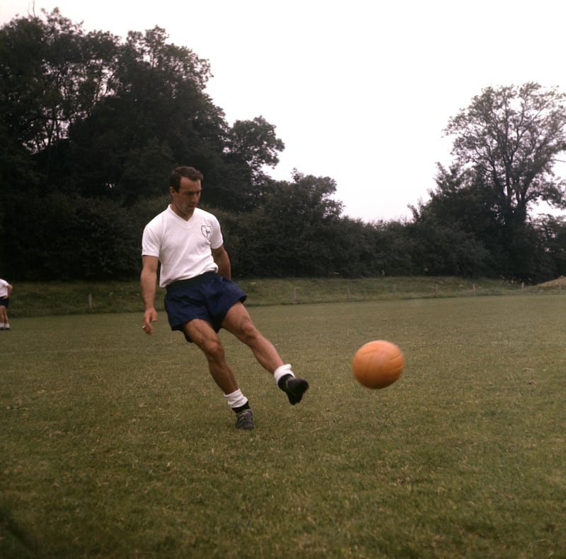 Greaves, during training with Tottenham Hotspur, on August 1, 1966. PA