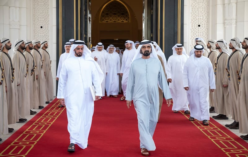 Sheikh Mohammed bin Rashid and Sheikh Saif bin Zayed, Deputy Prime Minister and Minister of Interior, at the ceremony. Dubai Media Office