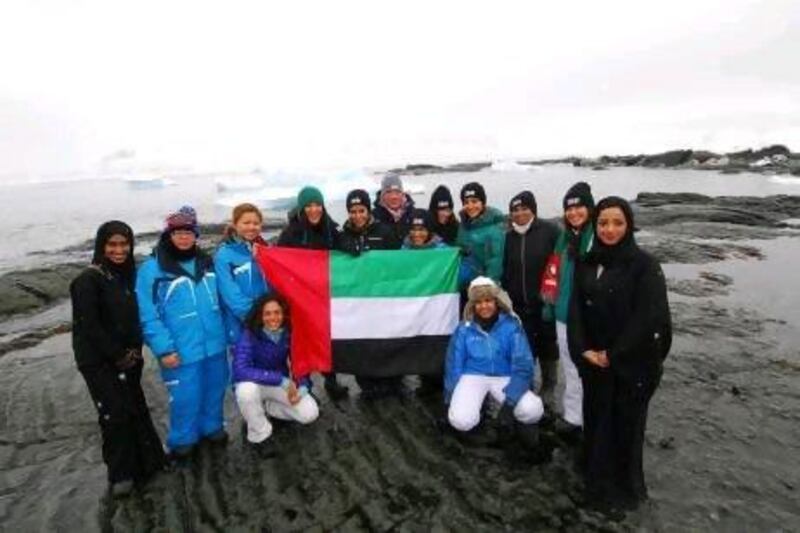 The all-female UAE contingent with the man behind the initiative, environmentalist Robert Swan.