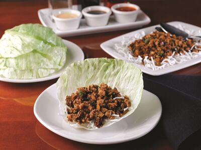 Handout photos of various dishes from the P.F.Chang's restaurant chain. Chicken Lettuce Wraps.
CREDIT: Courtesy PF Chang's