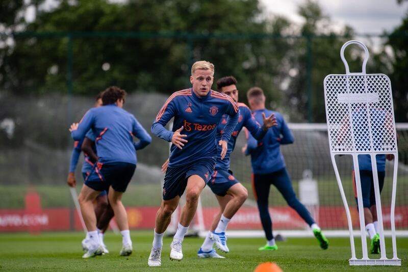 Donny van de Beek working out at Carrington.