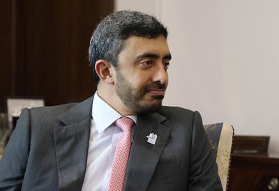 UAE Minister of Foreign Affairs and International Cooperation Abdullah bin Zayed Al Nahyan speaks during the meeting with Cypriot Foreign Minister Nikos Christodoulides at the Ministry of Foreign Affairs in Nicosia, Cyprus, June 15, 2019. REUTERS/Yiannis Kourtoglou