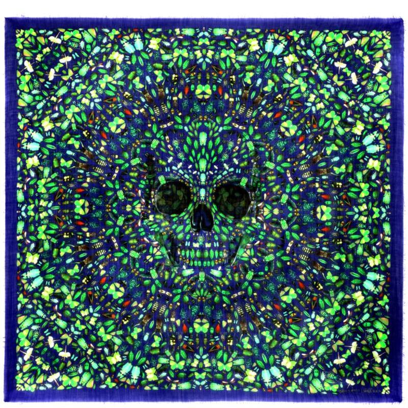 Damien Hirst's scarf for Alexander McQueen displays his fascination with death and butterflies. Courtesy Alexander McQueen