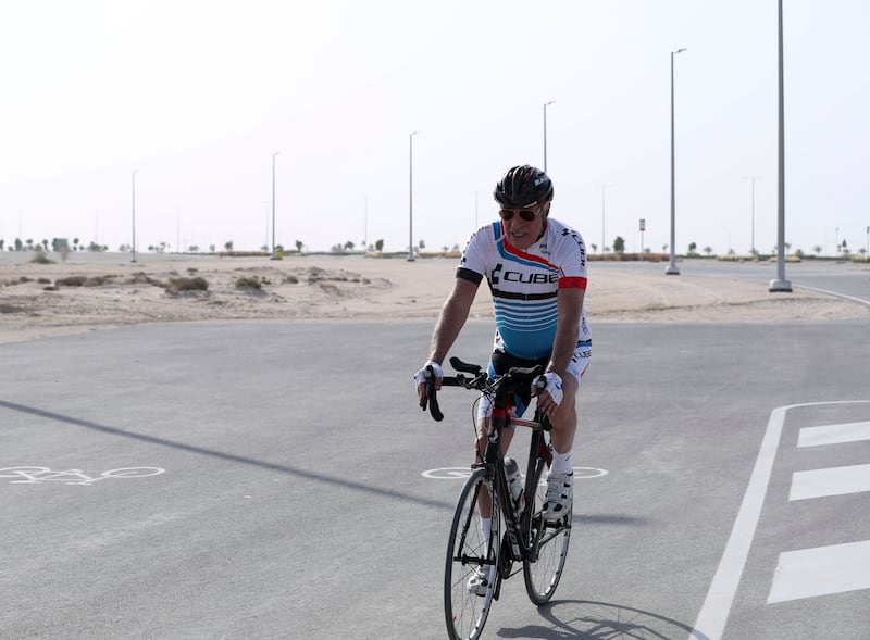 Dr Essam El Shammaa cycles 40km twice a week on Al Hudayriat Island, and urges the community to take up cycling as a sport to stay fit and healthy.