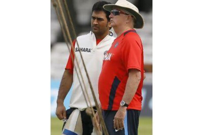 Duncan Fletcher, the India coach, right, and captain MS Dhoni have a lot of work to do to get the India Test team firing again following their 4-0 whitewash in England.