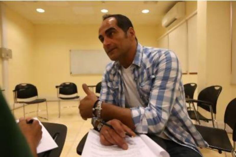The Hollywood actor Navid Negahban in rehearsal for 51 at New York Film Academy. Fatima Al Marzooqi / The National