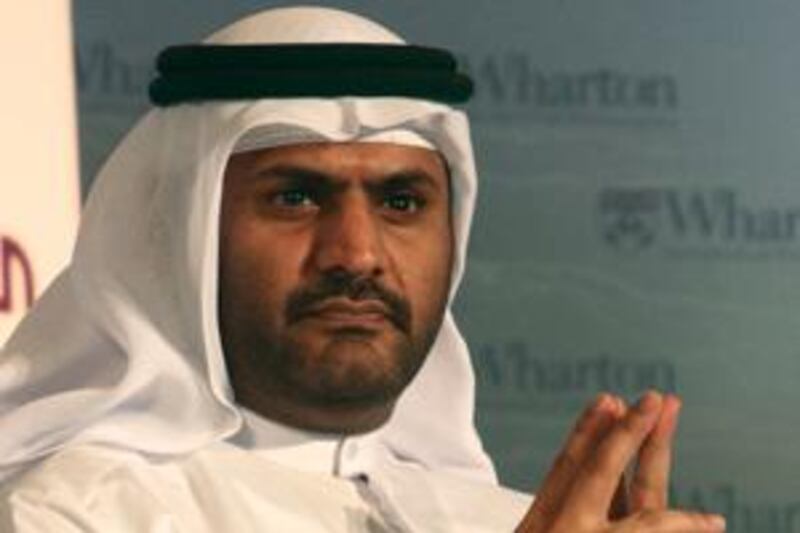 Dubai, 12th March 2009.  Nasser Bin Hassan Al-Shaikh (Director General of Dubai Department of Finance, Government of Dubai), at the special panel discusssion, held at the Grand Hyatt hotel.  (Jeffrey E Biteng / The National) *** Local Caption ***  JB18-Wharton.jpg
