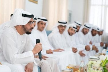 Sheikh Hamdan bin Zayed, the Ruler's Representative in Al Dhafra, meets residents of Dalma Island. Wam