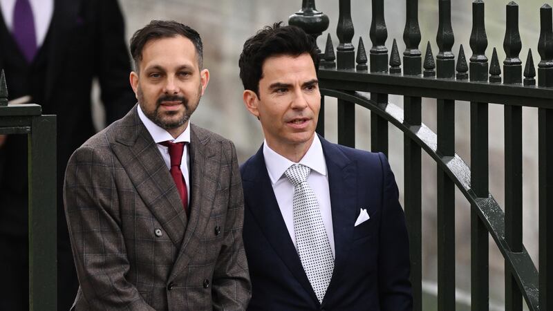 Magician Dynamo and Stereophonics frontman Kelly Jones arrive at Westminster Abbey for the coronation of King Charles III and Queen Camilla. Getty.