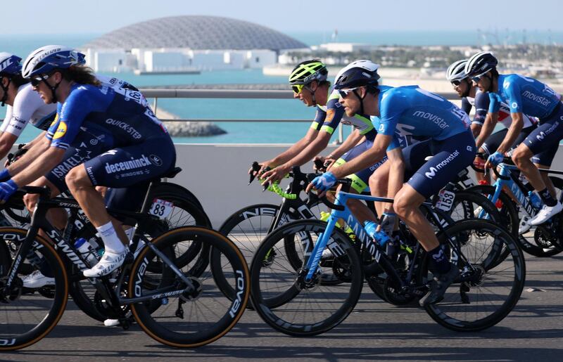 The pack ride during the seventh stage of the UAE Tour. AFP