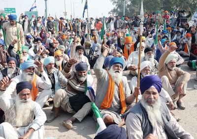 Thousands of farmers from Punjab and Haryana embarked on a march towards New Delhi on Tuesday but were blocked by police. EPA
