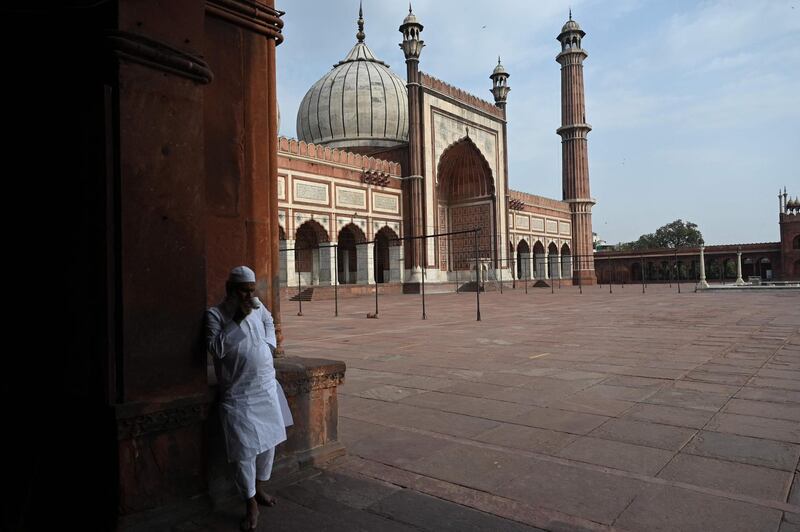 A near-deserted Jama Masjid during a pandemic-affected Eid Al Fitr festival in New Delhi, India. AFP