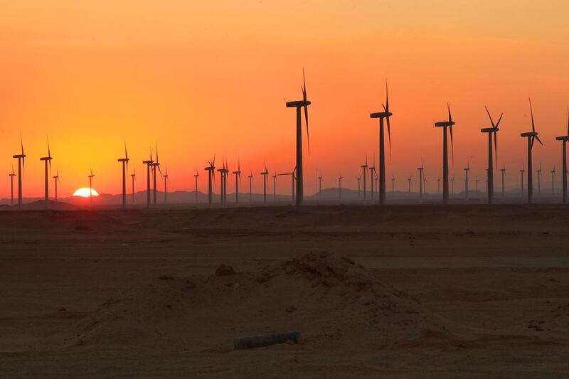Above, the Zafarana wind farm in Egypt. Victoria Hazou for the National