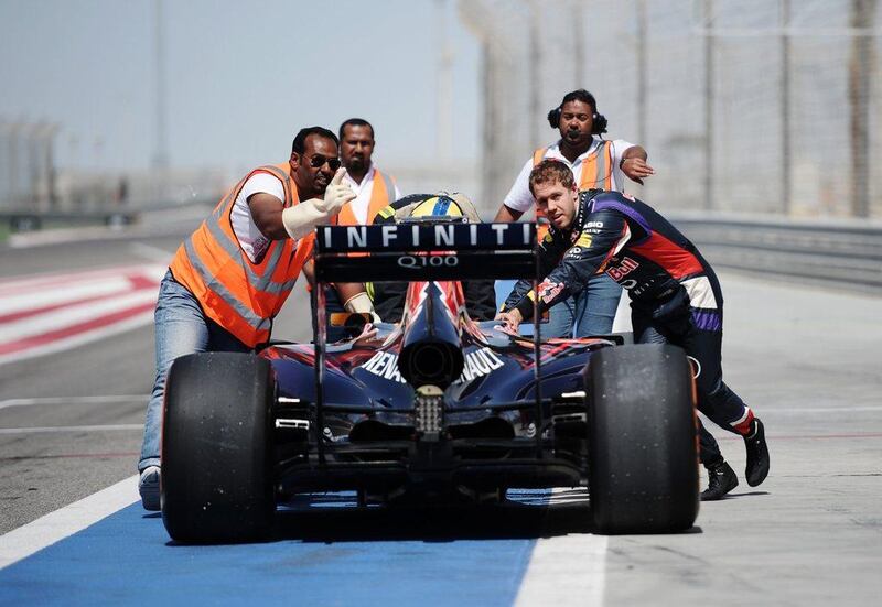 Renault engine-supplied teams like Sebastian Vettel's Red Bull Racing have lagged in Formula One pre-season testing. Mohammed Al-Shaikh / AFP  