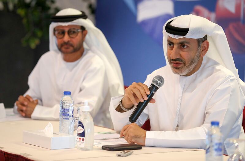 From left, Abdullah Al Zaabi, Board Member of UAE Boxing Federation, and Anas Al Otaiba, President of UAE Boxing and Asian Boxing Federation at the press conference to announce the upcoming Asian Youth Championship in Dubai.