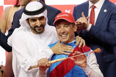 Sheikh Hamdan bin Mohammed Al Maktoum. Country Grammer ridden by Frankie Dettori wins the Dubai World Cup during The Dubai World Cup at Meydan racecourse in Dubai. Chris Whiteoak / The National