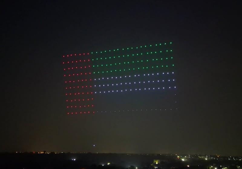 UAE teenagers watch a drone show at the IIT Delhi campus. Photo: Screen grab / Botlab Dynamics