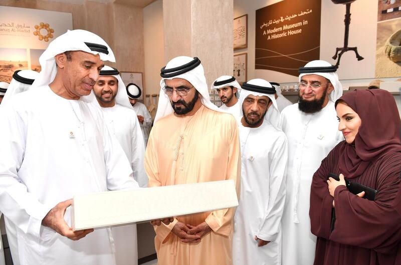 Sheikh Mohammed bin Rashid, Vice President of the UAE and Ruler of Dubai, inaugurates the Saruq Al Hadid Museum. Wam